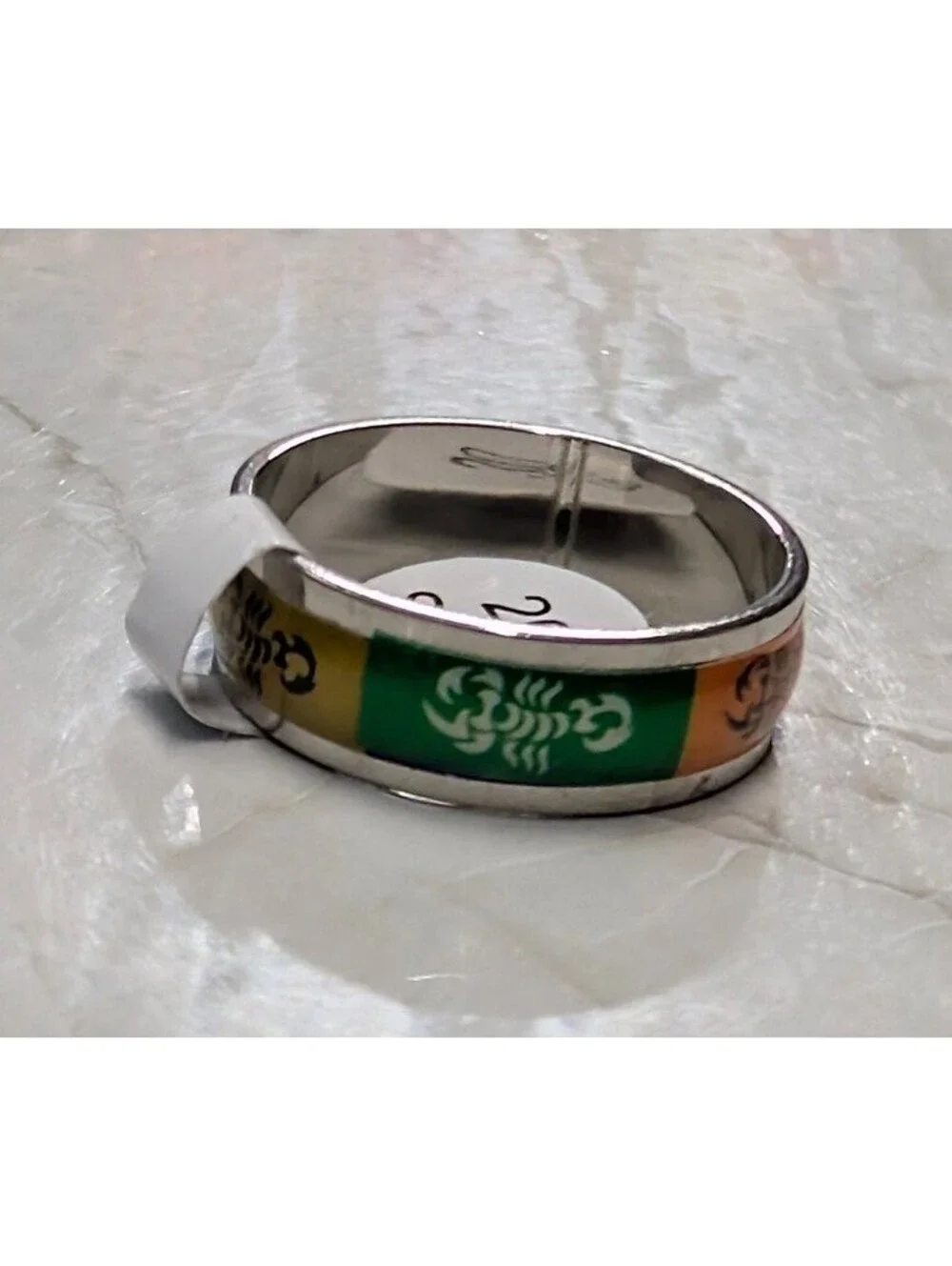 New Stainless Steel Scorpion Band Ring Size 10 SilverTone Multicolor Arachnid